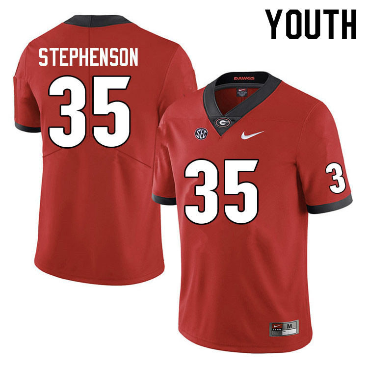 Georgia Bulldogs Youth Lorenzo Stephenson #35 Red Anniversary Stitched College UGA Football Jersey 23GU011EU